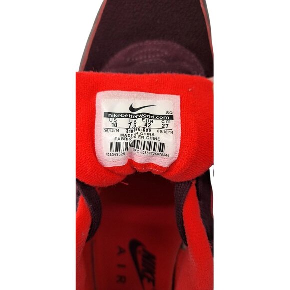 Nike Air Max 1 Sneaker Shoe Women Size 10 Burgundy Platinum Red Suede 319986-606 - Picture 3 of 10